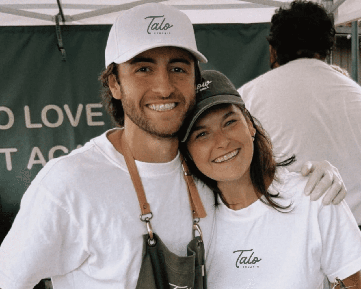Graham and Nicole Honig wearing Talo Organic shirts
